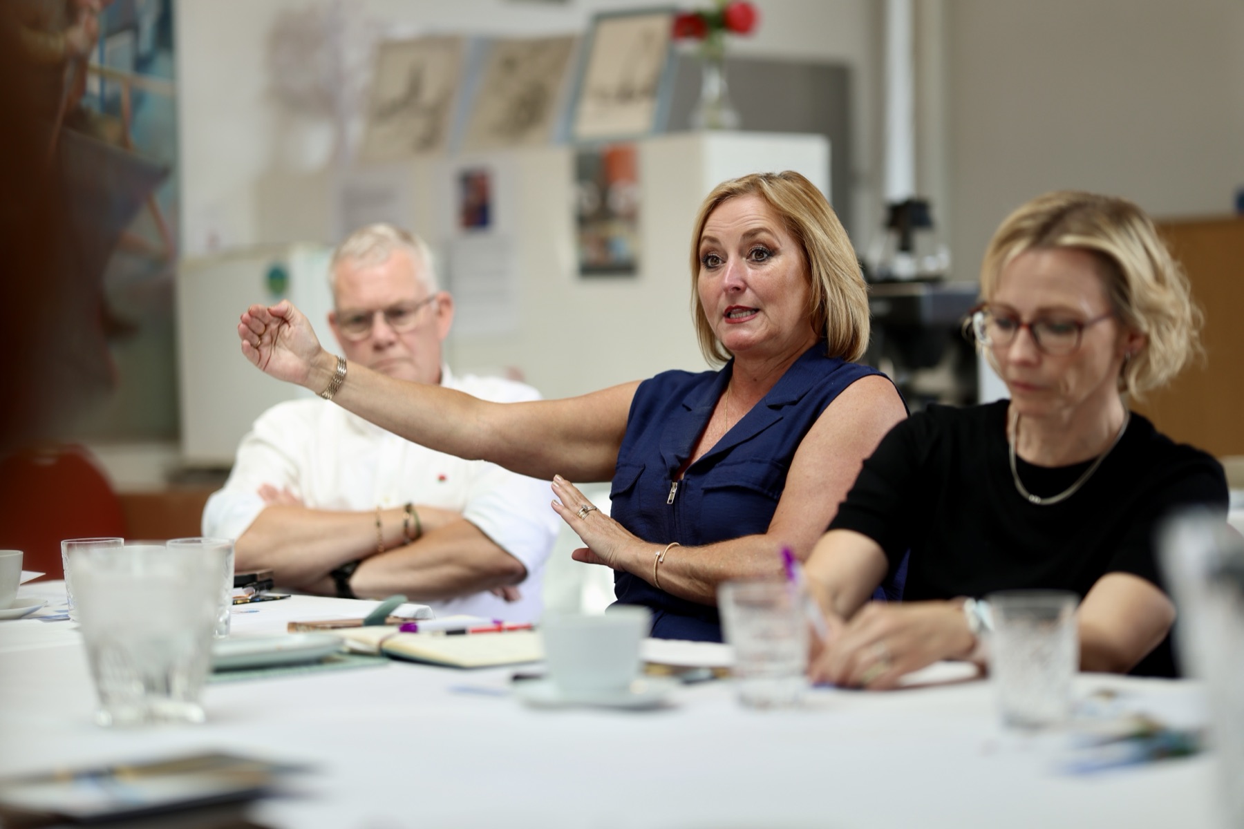 Andrea Wilson speaking at a round-table discussion